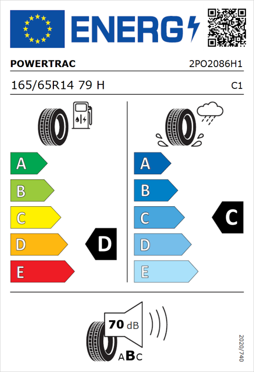 Tyre Label for Powertrac Adamas H/P 165/65R14 79H